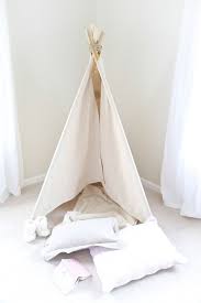 5 wooden dowels (6 feet tall) 1 yard of rope (¼ inch) drill; How To Make A Teepee Tent An Easy No Sew Project In Less Than An Hour