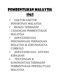 Pengaruh waktu galvanis terhadap pembentukan waktu galvanis terhadap. Pembentukan Malaysia 1963 Nota Ringkas