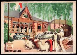 Italy's colonies were broken into a few main groups. Ethiopia Picture Postcard 1938 Approximate Colored Picture Postcard With Illustration The Banco Di Roma Branch In Addis Ababa Athiopien Postkarten Italien