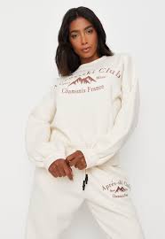 Cream Co Ord Msgd Sports Apres Ski Club Sweatshirt Missguided