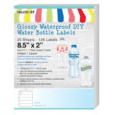 Download this free printable baby blue chevron diy water bottle labels set you can use to decorate plastic bottles, party cups, and party cutlery for a special celebration. Milcoast Glossy Waterproof Diy Water Bottle Labels 8 5 X 2 For Inkjet Laser Printers 25 Sheets Walmart Com Walmart Com