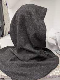 H299 Hooded Cowl In Washable Charcoal Grey Woolen Twill Coating Cloak Dagger Creations
