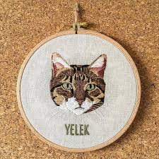 Yelek The Cat Portrait With Embroidery Machine Embroidery Embroidery Works Embroidery Patterns