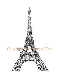 Eiffel Tower Calligram Typography Drawing Typography Drawing Eiffel Tower Art Eiffel Tower
