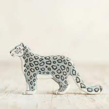 Wooden Snow Leopard Figurine Ounce Snow Leopard Arctic Animals Pet Toys