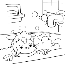 Curious George Is Bathing Coloring Pages For Kids Printable Free Curious George Coloring Pages Birthday Coloring Pages Coloring Books