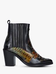 Kurt Geiger London Damen Snake Detail Western Ankle Boots Black Boots Western Boots Shoes Boots Ankle