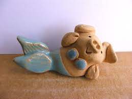 Pig-mermaid Pig Figurines Pig Art Pig