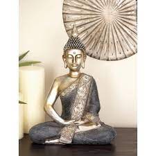 16 In X 12 In Decorative Sitting Buddha Sculpture In Colored Polystone Gold Buddha Sculpture Sitting Buddha Buddha Figurine