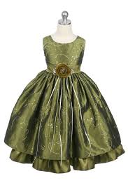 Olive Green Embroidered Taffeta Flowergirl Dress By My Best Kids Green Flower Girl Dresses Flower Girl Dresses Taffeta Girls Dresses