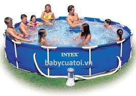 Bể Bơi Khung Kim Loại Co May Lọc Nước 3m05 Intex 56999 Bể Bơi Du Lịch Phao Bơi