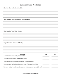 Business Name Worksheet Business Names Business Plan Template Business