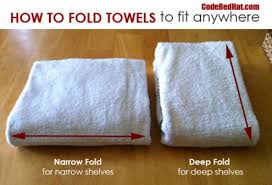 How to fold bath towels. How To Fold Towels To Fit Any Shelf Code Red Hat
