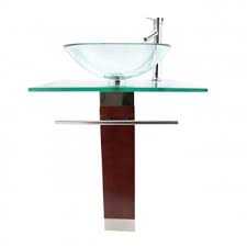 glass pedestal bathroom sink with
