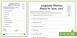 Help your little ones learn to read with the help of jumpstart's free phonics worksheets. Linguistic Phonics Phase 4c Ture Sure Word Worksheet