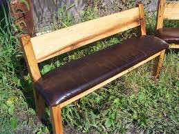 Handcrafted from antique white pine beams. Buy Hand Made Custom Reclaimed Wood Farm Bench With Relaxed Back And Leather Seat Made To Order From The Strong Oaks Woodshop Custommade Com