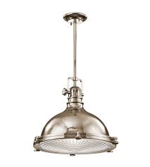 It features a globe inspired motor housing shape and etched cased opal glass that. Kichler 2682pn Hatteras Bay 1 Light 18 Inch Polished Nickel Pendant Ceiling Light