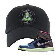 These baroque brown, black and laser orange leather and rubber air jordan 1 high og bio hack sneakers make use of various contrasting colours to create this latest edition. Air Jordan 1 Retro High Og Bio Hack Dad Hat Black All Seeing Eye Cap Swag