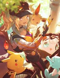 Girl Blonde Hair Pikachu Jiggly Puff Eevee Pokemon Pokemon Go Summer Sunshine Anime Pokemon Pokemon Go Anime