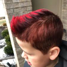 Little Boy Hair Fun Pompadour With Logics 4r And Pravana Vivid Red On The Top Boys Dyed Hair Kids Hair Color Boy Hairstyles
