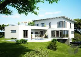 Grosses Haus Mit Flachdachanbau Und Dachterrasse Haus Bauen Haus Baustil