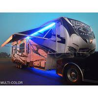 Under Glow Led Light Kit For Rvs Trailers And Campers Shown Here With Our Optional Awning Light Awning Lights Trailer Awning Led Light Kits