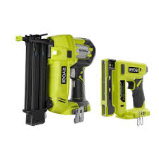 Ryobi 18 Volt One Cordless 18 Gauge Airstrike Brad Nailer With Compression Drive 3 8 In Crown Stapler Tools Only P320 P317 The Home Depot In 2020 Ryobi Brad Nailer Nailer