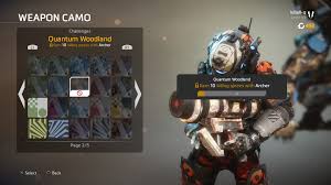 Regenerating to gen 2 unlocks: Bug Quantum Woodland Camo Requires 10 Killing Sprees To Unlock On Archer Whereas It Requires 2 On All Other Pilot Weapons Imgur
