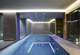Interior Elegant Modern Indoor Swimming Pool Decor With Amazing Led Ceiling Lighting And Grey Small Indoor Pool Indoor Swimming Pool Design Indoor Pool Design