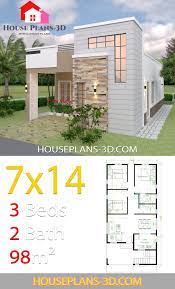 3 bedroom small house design plans. House Design 7x14 With 3 Bedrooms Terrace Roof House Plans 3d Architectural House Plans House Construction Plan Small House Design