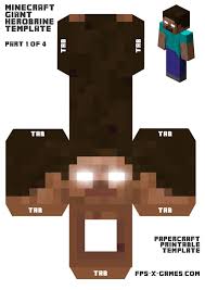Large Printable Herobrine Papercraft Template 1 Of 4 Minecraft Printables Minecraft Steve Minecraft Costumes