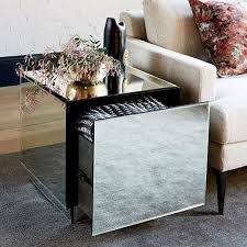 Geo Mirror Storage Side Table Mirrored Side Tables Modern Side Table Stylish Side Table