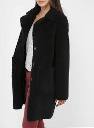 Manteau en peau lainée lacon poches plaquées ceinture à la taille col tailleur longueur du. Manteau Long Esprit Peau Lainee Noir Ikks Femme Place Des Tendances