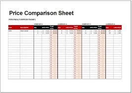 Price Comparison Sheet Template For Excel Word Excel Templates