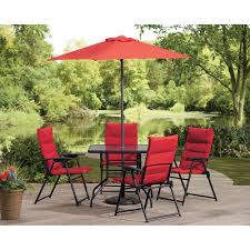 Castlecreek Red Outdoor Patio Furniture Dining Set 6 Pc Includes Folding Chairs Table And Umbrell Patio Patio Furniture Dining Set Outdoor Patio Furniture