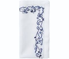 Handmade, stonewashed linen cloth napkins. Kim Seybert Ming Border White And Navy Blue Linen Cotton Napkins Set Of 4 21 X 21 Beautiful Linens