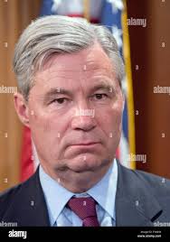 United States Senator Sheldon Whitehouse (Republican of Rhode Island)  appears at a press conference calling