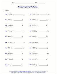 metric measuring units worksheets