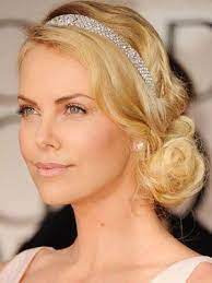 Charlize Theron 20s Gatsby Wedding Hair Gatsby Hair Headband Hairstyles Celebrity Wedding Hair
