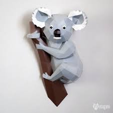 Koala Papercraft Sculpture Printable 3d Puzzle Papercraft Etsy Paper Crafts Paper Sculpture Koala