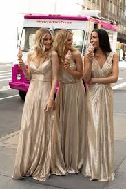 Styles 5966 5953 And 5954 Hayley Paige Occasions Fall 2019 Bridesmaids Dresses In Gold Liquid Metalli Bridesmaid Gown Metallic Bridesmaid Dresses Bridesmaid