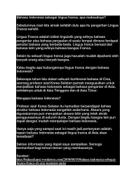 Pedagang asing guna bahasa melayu. Bahasa Indonesia Sebagai Lingua Franca