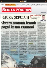 Malay Sistem Amaran Lemah Gagal Kesan Tsunami Berita Harian 7 Oktober 2018 Inos Umt Institut Oseanografi Dan Sekitaran