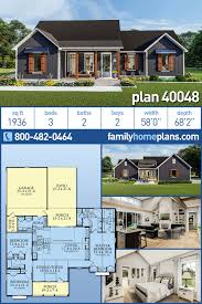 Traditional Style House Plan 40048 With 3 Bed 2 Bath 2 Car Garage Country House Design Craftsman House Plans Ranch House Plans