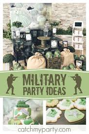 The army tank shaped cake the camouflage army hats the rations favor bags and more! 110 Military Party Ideas In 2021 Military Party Army Party Party