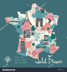 Simple Cartooned Map Of France With Legend Icons Stock Vector Illustration Mapa Franca Viagem