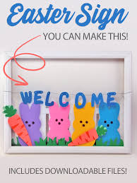 This massive explosion memory box tower has decorations for graduation making it the perfect gift for a grad. Easter Welcome Sign Pazzles Craft Room In 2021 Easter Crafts Diy Easter Signs Crafts