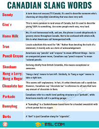 35 Popular Canadian Slang Words Everyone Should Know 7 E S L Slang Words Canadian Phrases English Phrases