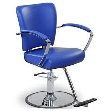 Novak Blue Salon Styling Chair Round Base T Bar Salon Styling Chairs Chair Style Chair