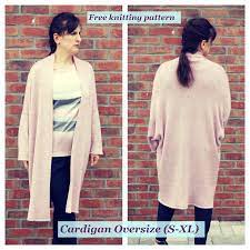 Pine cables cover the center back, while only 1 pattern repeat adorns the fronts and sleeve. Women Cardigan Oversize Free Knitting Pattern